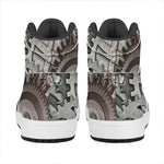 Steampunk Metal Gears Print High Top Leather Sneakers