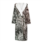 Steampunk Metal Gears Print Hooded Bathrobe