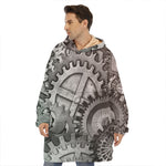 Steampunk Metal Gears Print Hoodie Blanket