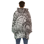 Steampunk Metal Gears Print Hoodie Blanket