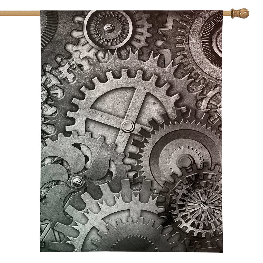 Steampunk Metal Gears Print House Flag