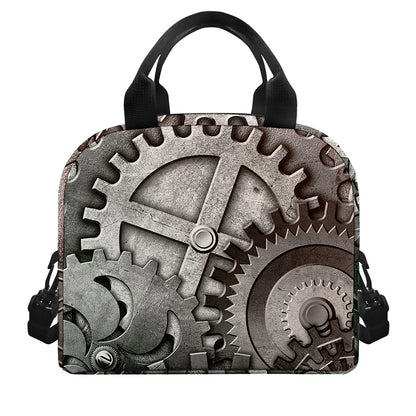 Steampunk Metal Gears Print Insulated Lunch Bag
