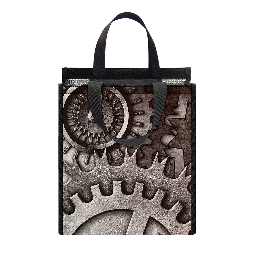 Steampunk Metal Gears Print Insulated Lunch Tote