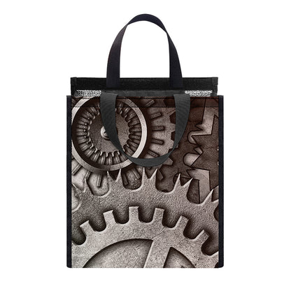 Steampunk Metal Gears Print Insulated Lunch Tote