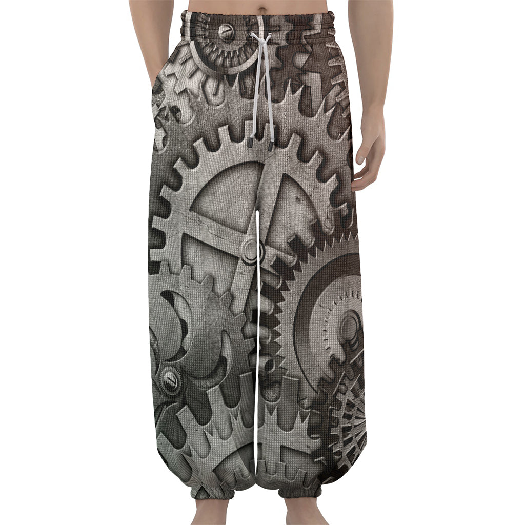 Steampunk Metal Gears Print Lantern Pants