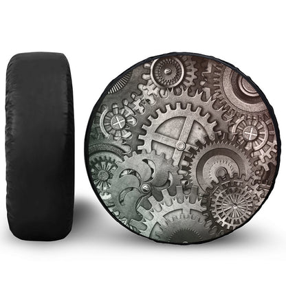 Steampunk Metal Gears Print Leather Spare Tire Cover