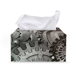 Steampunk Metal Gears Print Leather Tissue Box Cover