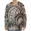 Steampunk Metal Gears Print Long Sleeve Baseball Jersey