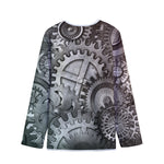 Steampunk Metal Gears Print Long Sleeve Short Coat