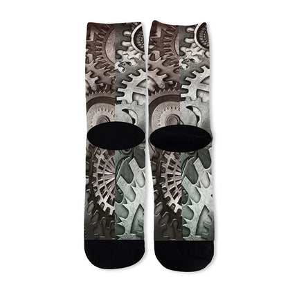 Steampunk Metal Gears Print Long Socks