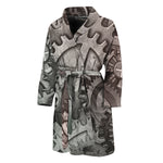 Steampunk Metal Gears Print Men's Bathrobe