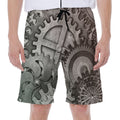 Steampunk Metal Gears Print Men's Beach Shorts