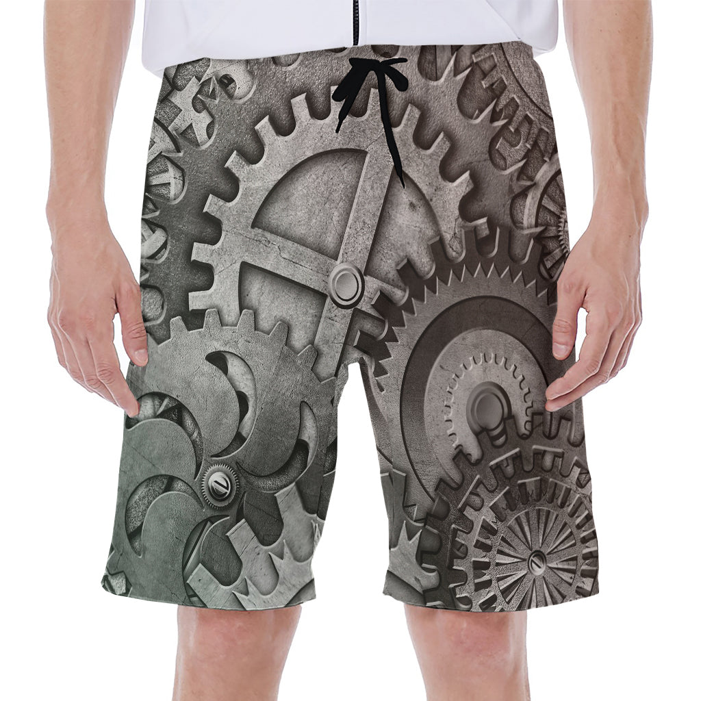 Steampunk Metal Gears Print Men's Beach Shorts
