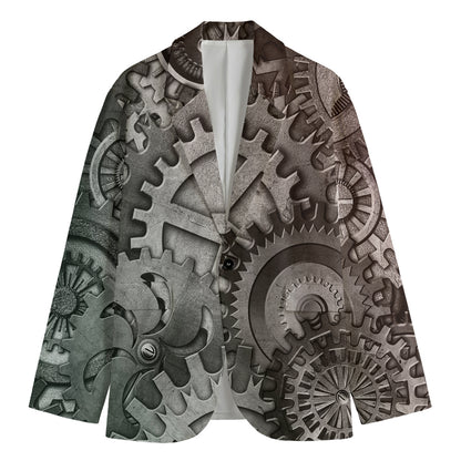 Steampunk Metal Gears Print Men's Cotton Blazer