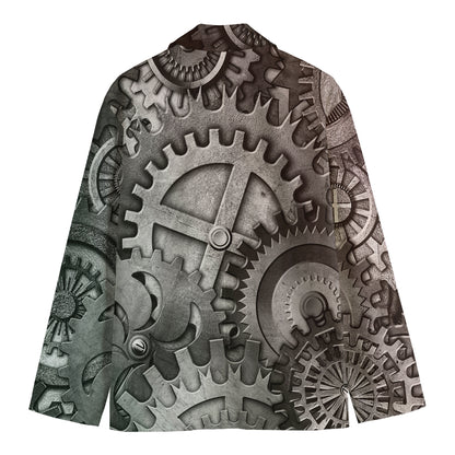 Steampunk Metal Gears Print Men's Cotton Blazer