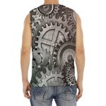 Steampunk Metal Gears Print Men's Fitness Tank Top
