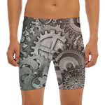 Steampunk Metal Gears Print Men's Long Boxer Briefs