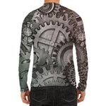 Steampunk Metal Gears Print Men's Long Sleeve Rash Guard