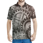 Steampunk Metal Gears Print Men's Polo Shirt