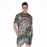 Steampunk Metal Gears Print Men's Rompers