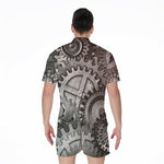Steampunk Metal Gears Print Men's Rompers