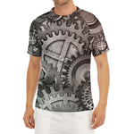 Steampunk Metal Gears Print Men's Short Sleeve Rash Guard
