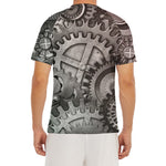 Steampunk Metal Gears Print Men's Short Sleeve Rash Guard