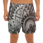 Steampunk Metal Gears Print Men's Split Running Shorts