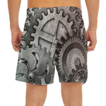 Steampunk Metal Gears Print Men's Split Running Shorts