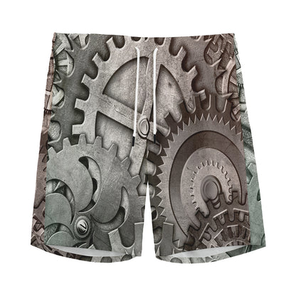 Steampunk Metal Gears Print Men's Sports Shorts