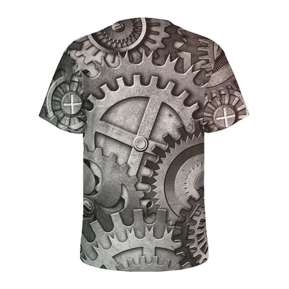 Steampunk Metal Gears Print Men's Sports T-Shirt