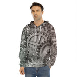 Steampunk Metal Gears Print Men's Velvet Pullover Hoodie