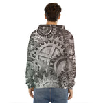 Steampunk Metal Gears Print Men's Velvet Pullover Hoodie