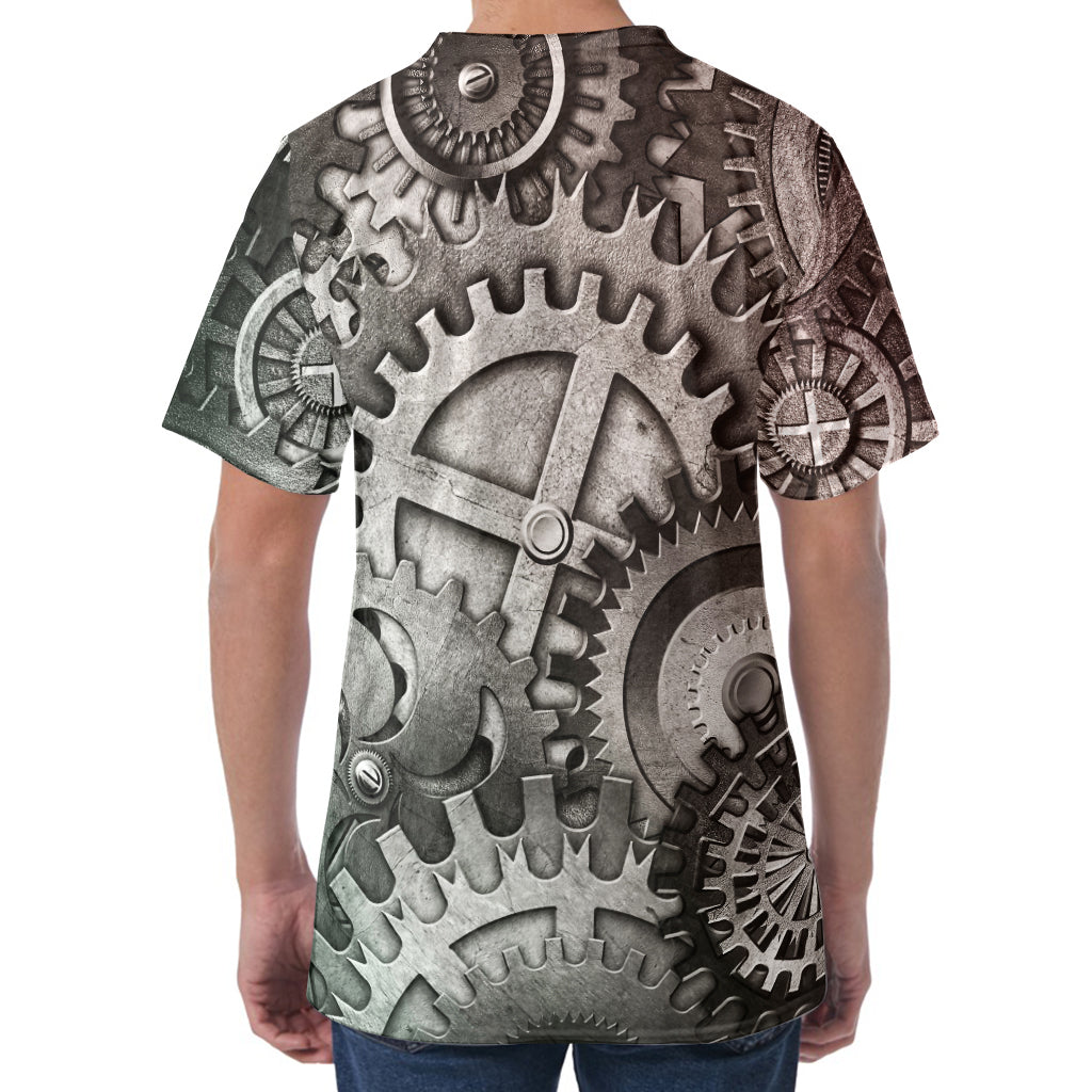 Steampunk Metal Gears Print Men's Velvet T-Shirt