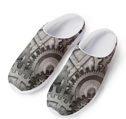 Steampunk Metal Gears Print Mesh Casual Shoes