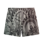 Steampunk Metal Gears Print Mesh Shorts
