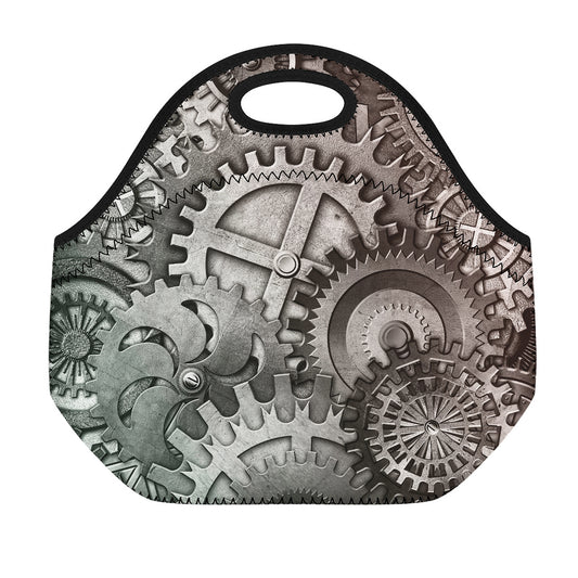 Steampunk Metal Gears Print Neoprene Lunch Bag