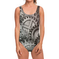 Steampunk Metal Gears Print One Piece Swimsuit