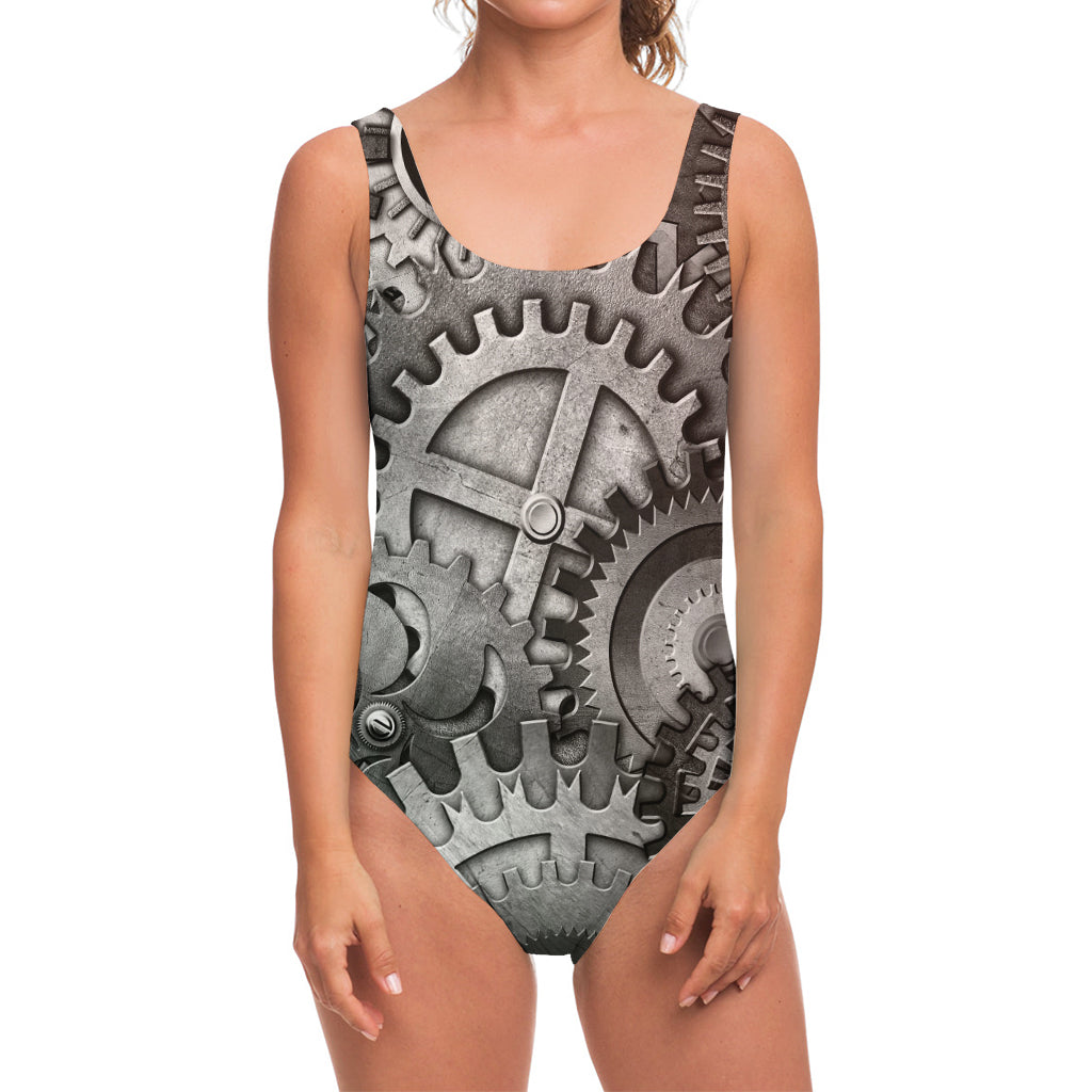 Steampunk Metal Gears Print One Piece Swimsuit