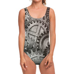 Steampunk Metal Gears Print One Piece Swimsuit