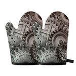 Steampunk Metal Gears Print Oven Mitts