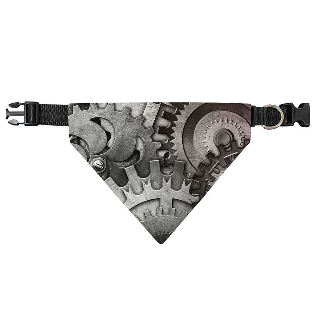 Steampunk Metal Gears Print Over The Collar Dog Bandana