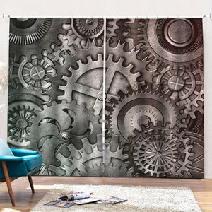 Steampunk Metal Gears Print Pencil Pleat Curtains