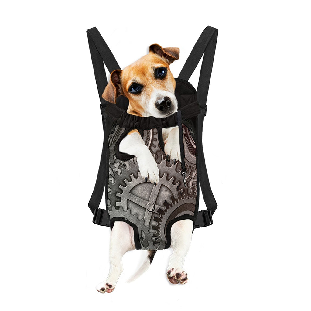 Steampunk Metal Gears Print Pet Carrier Backpack