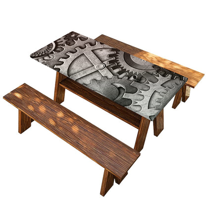 Steampunk Metal Gears Print Picnic Table Cover