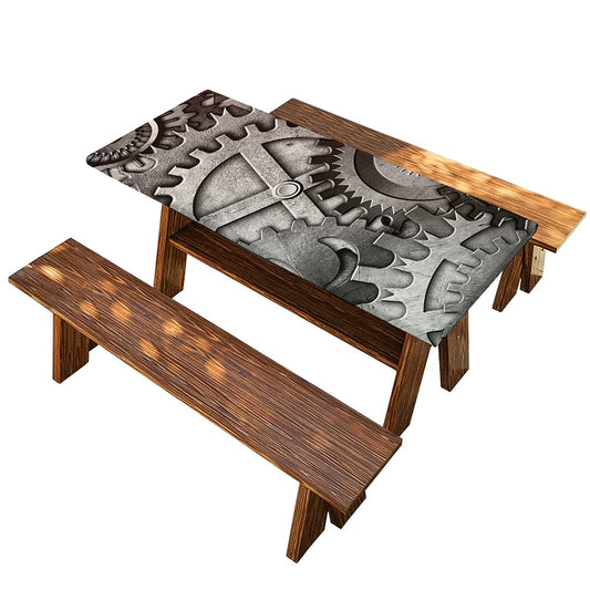 Steampunk Metal Gears Print Picnic Table Cover