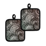 Steampunk Metal Gears Print Pot Holders