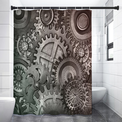 Steampunk Metal Gears Print Premium Shower Curtain