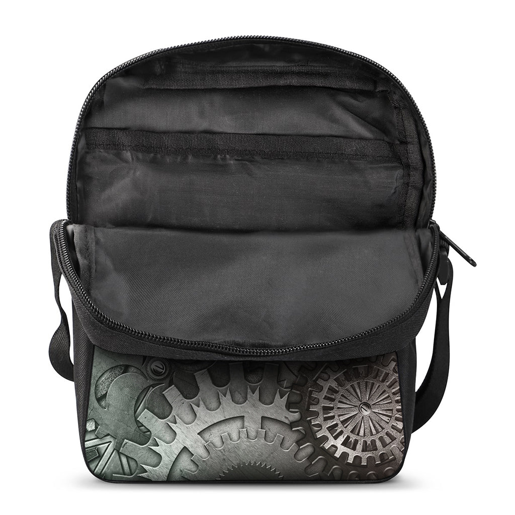 Steampunk Metal Gears Print Rectangular Crossbody Bag