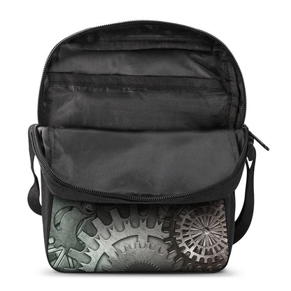 Steampunk Metal Gears Print Rectangular Crossbody Bag